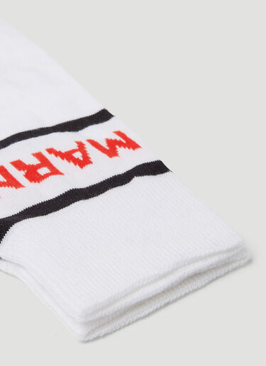 Marni Colour Block Logo Socks White mni0149022