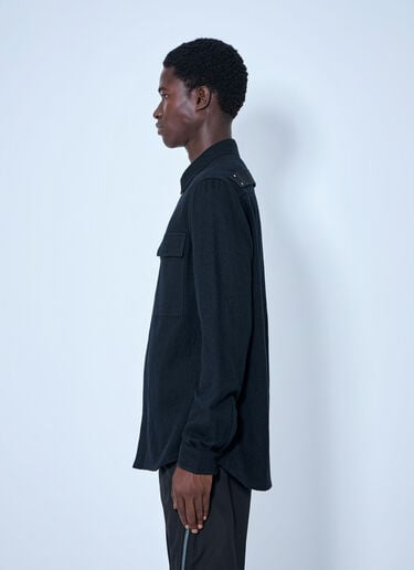 LN-CC® - Rick Owens: Wool Blend Overshirt - Black Rick Owens Wool Blend Overshirt Black ric0165070