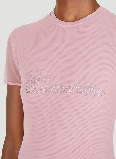 Blumarine ディアマンテ ロゴ Tシャツ ピンク blm0250003