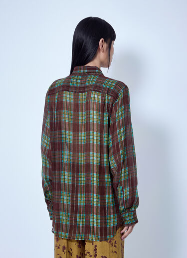 LN-CC® - Dries Van Noten: Plaid Button-Down Shirt - Brown Dries Van Noten Plaid Button-Down Shirt Brown dvn0266007