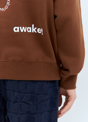 Awake NY Flower Stamp Zip Hooded Sweatshirt Brown awk0159003