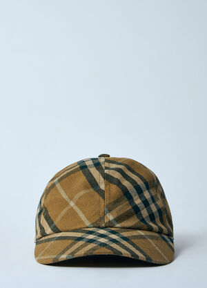 Burberry Check Cotton Baseball Cap Brown bur0358002