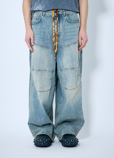 Balenciaga Baggy Panel Construction Jeans Blue bal0159004