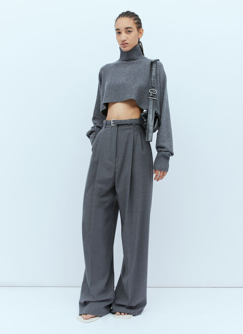 Sportmax Oversized Stretch Wool Tailored Pants Grey spx0254002