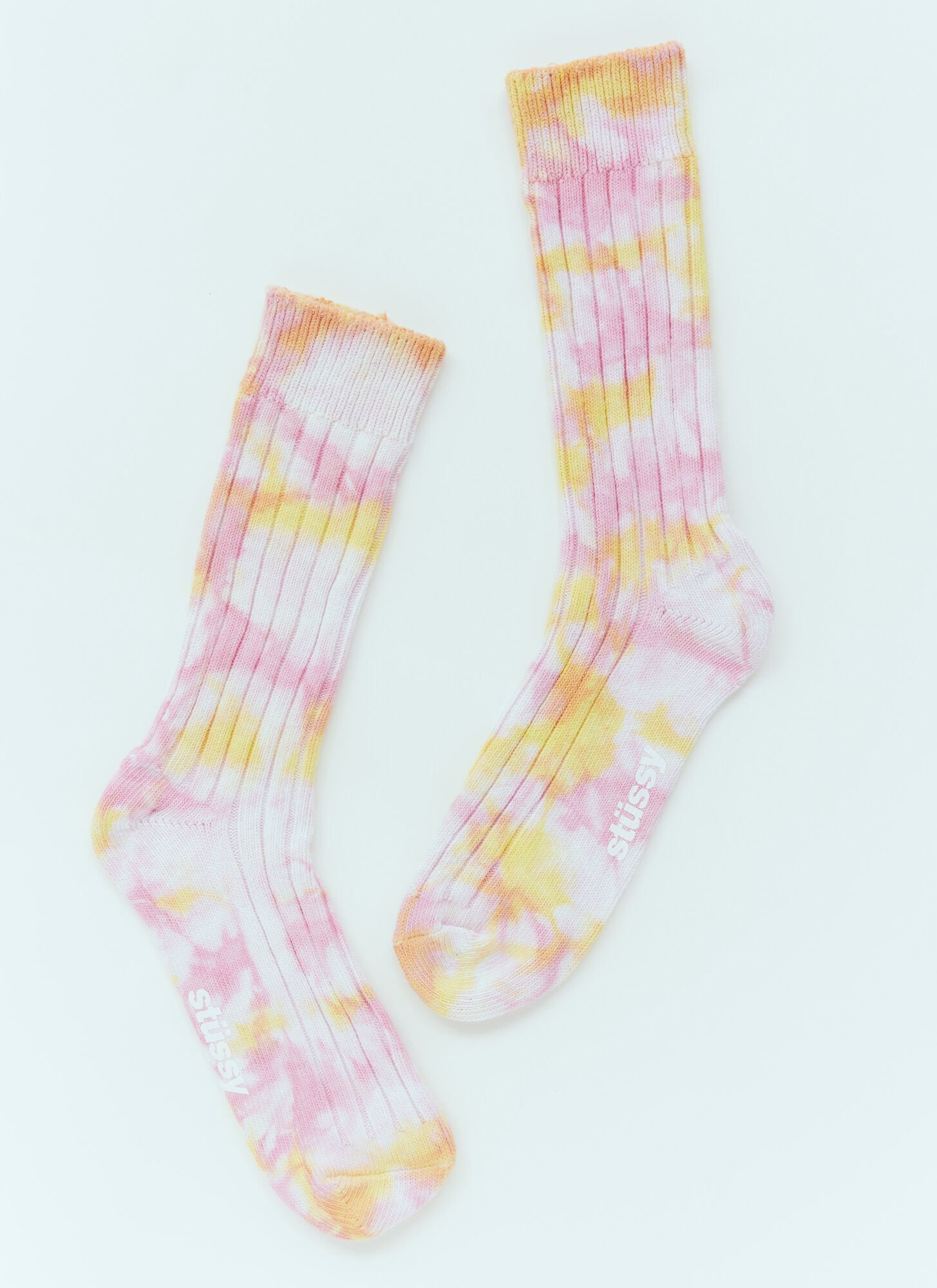 Shop Stussy Multi-dyed Ribbed Socks In Pink