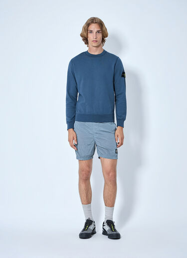 LN-CC® - Stone Island: Crewneck Sweatshirt with Sleeve Patch - Blue Stone Island Crewneck Sweatshirt with Sleeve Patch Blue sto0165061