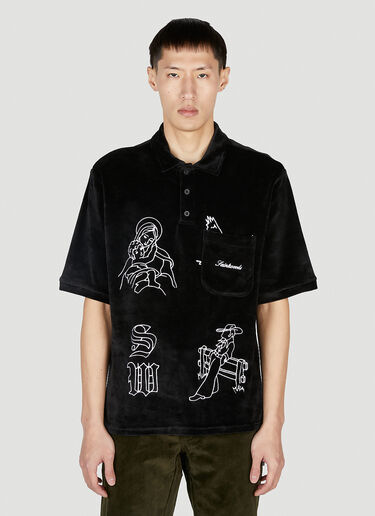 LN-CC® - Saintwoods: Velour Polo Top - Black Saintwoods Velour Polo Top Black swo0151006