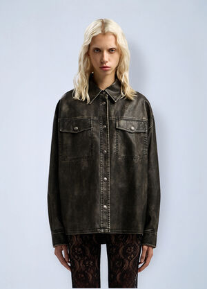 Palm Angels Curved Logo Coated Overshirt Grey pma0262121