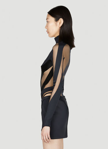 Mugler 컷아웃 일루전 보디슈트 블랙 mug0251043