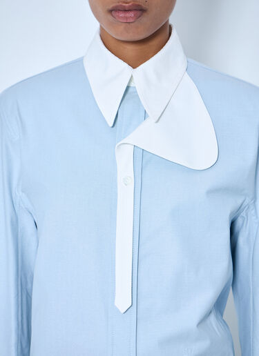 LN-CC® - Bottega Veneta: Asymmetrical Collar Long-Sleeve Shirt - Blue Bottega Veneta Asymmetrical Collar Long-Sleeve Shirt Blue bov0264049