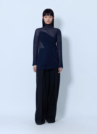 LN-CC® - Issey Miyake: Sheer Turtleneck Sweater - Blue Issey Miyake Sheer Turtleneck Sweater Blue ism0265009