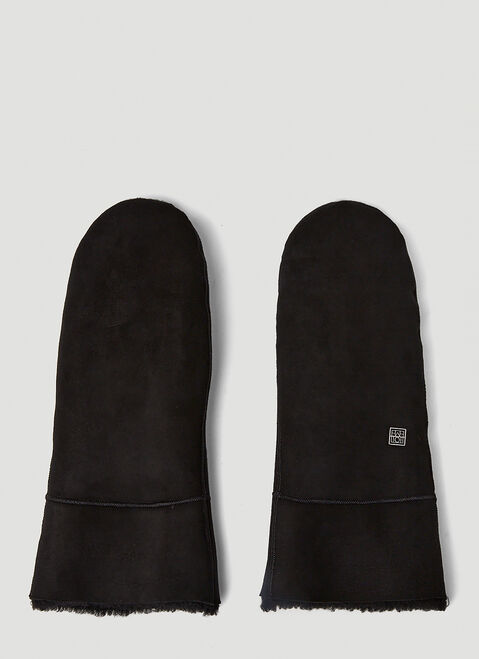 TOTEME Logo Patch Mittens Black tot0251045