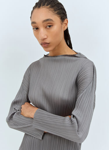 Pleats Please Issey Miyake High-Neck Top Grey plp0258022