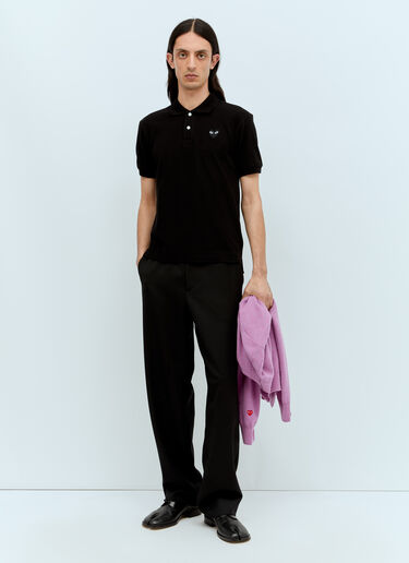 Comme Des Garçons PLAY 로고 패치 폴로 셔츠 블랙 cpl0356001