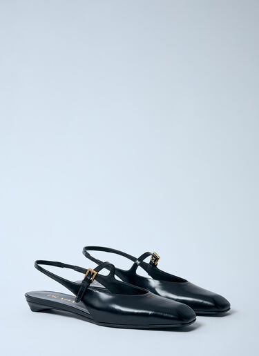 Prada Leather Slingback Ballerina Pumps Black pra0259003