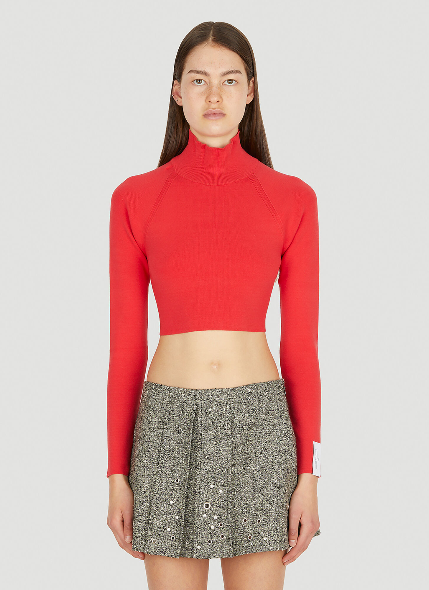 Rokh Open-back Crop Top In Red