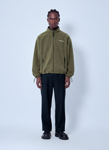 LN-CC® - Miu Miu: Fleece Zipper Jacket - Olive Miu Miu Fleece Zipper Jacket Olive miu0366009