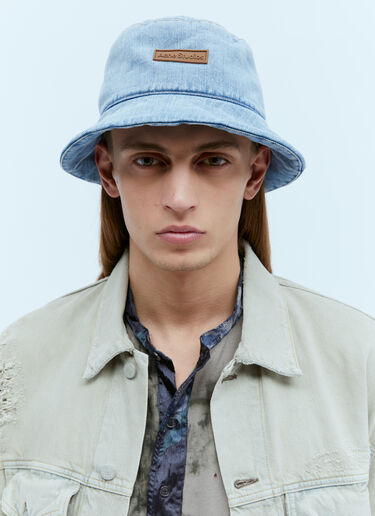 Acne Studios 로고 패치 데님 버킷 햇 블루 acn0353005