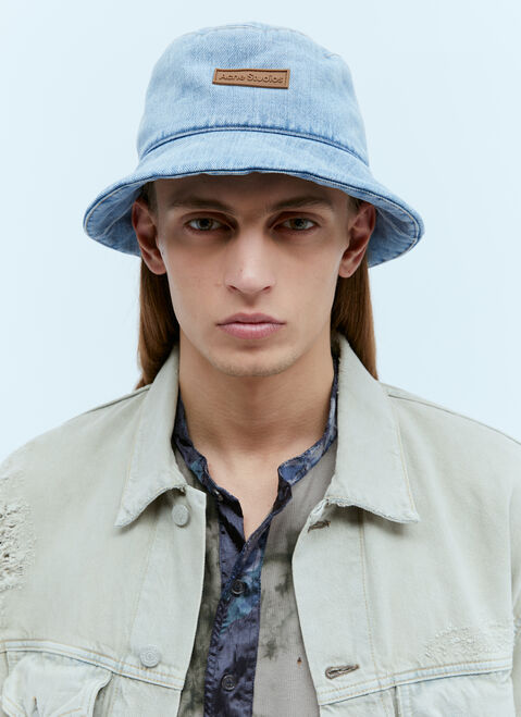 Acne Studios Logo Patch Denim Bucket Hat Burgundy acn0254009