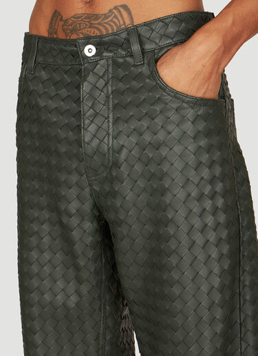 Bottega Veneta Intrecciato Leather Pants Green bov0153003