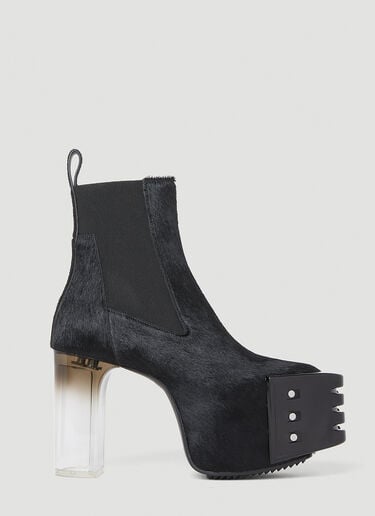 Rick Owens Hairy Platform Heel Boots Black ric0251050