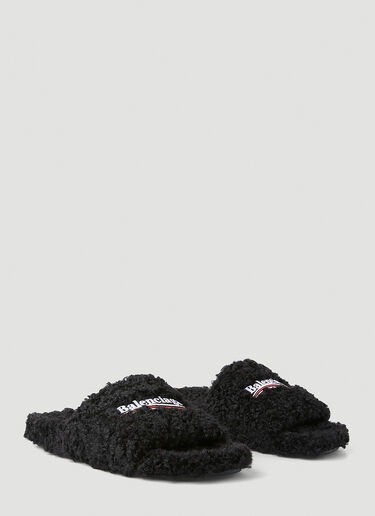 Balenciaga Furry Faux Shearling Slides Black bal0147021