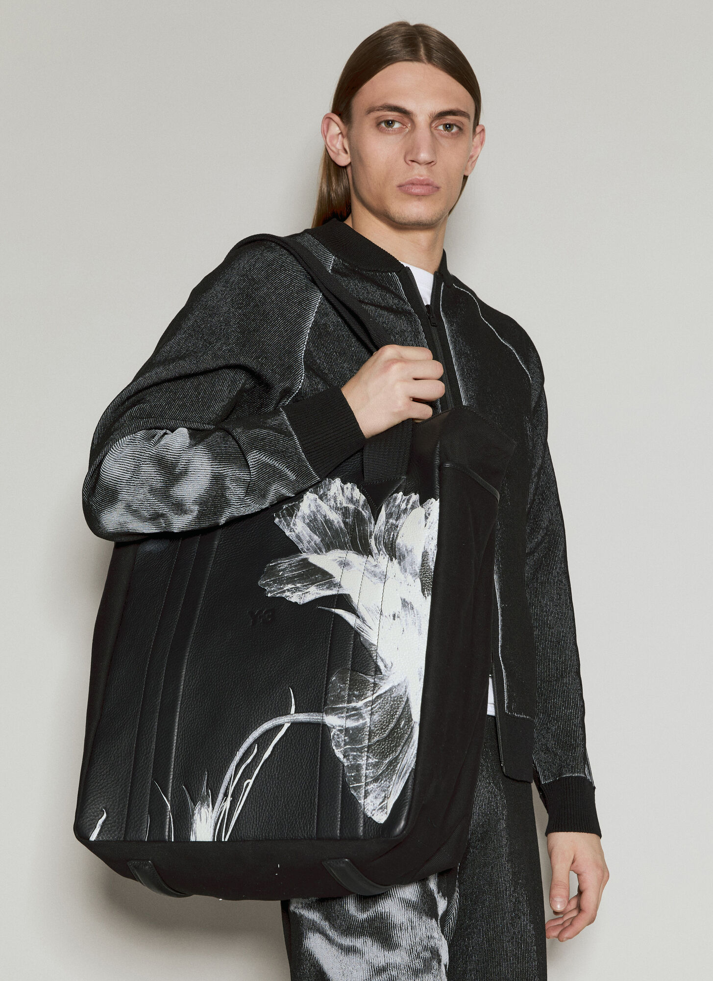 Shop Y-3 Graphic Print Tote Bag In Black