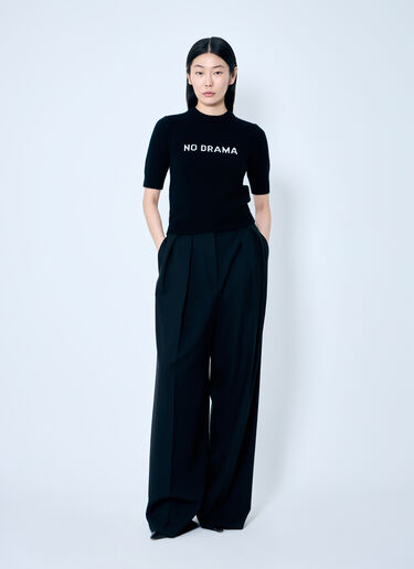 Sportmax Wide-Leg Wool Pants Black spx0259002