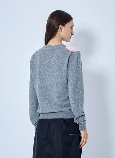 LN-CC® - Prada: Argyle V-Neck Sweater - Grey Prada Argyle V-Neck Sweater Grey pra0266002