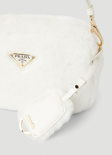 Prada Shearling Shoulder Bag White pra0251020