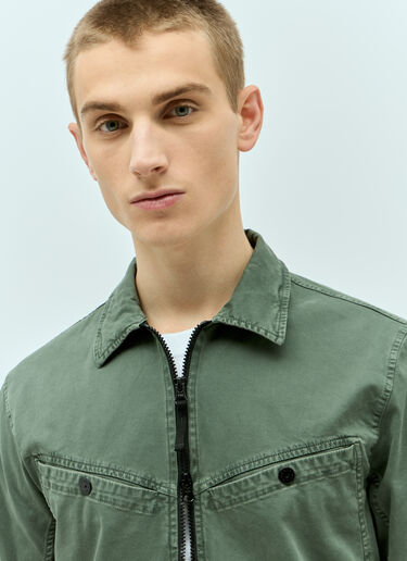 Stone Island Overshirt With Signature Compass Patch Green sto0156052