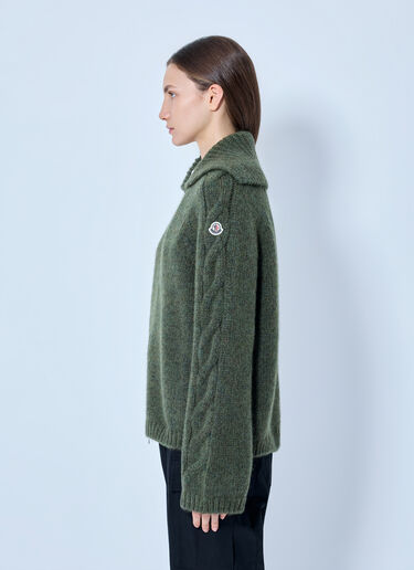 LN-CC® - Moncler: Zipped Knit Sweater - Dark Green Moncler Zipped Knit Sweater Dark Green mon0266013