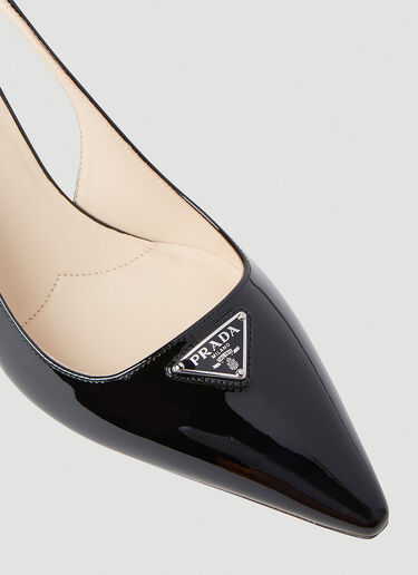 Prada Patent Slingback Kitten Heels Black pra0253008