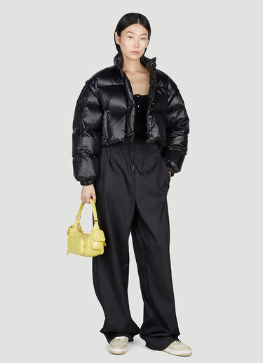 Prada Re-Nylon Convertible Cropped Down Jacket Black pra0254016