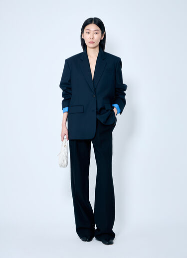 Miu Miu Single-Breasted Gabardine Blazer Blue miu0259007