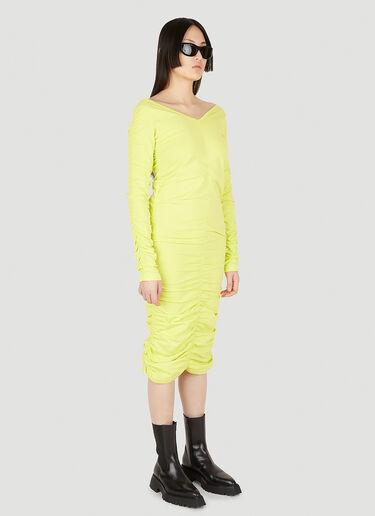 Helmut Lang Ruched Mid Length Dress Yellow hlm0247022