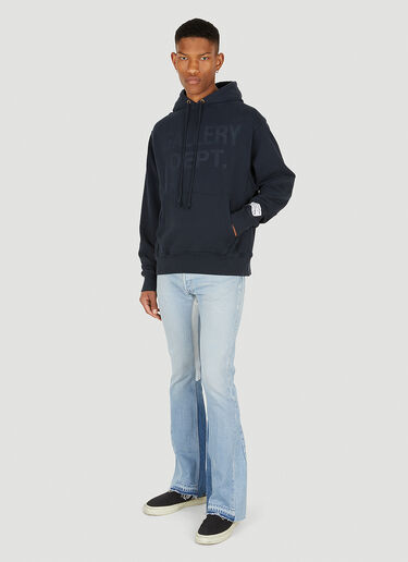 Gallery Dept. Logo Print Hooded Sweatshirt Navy gdp0147007