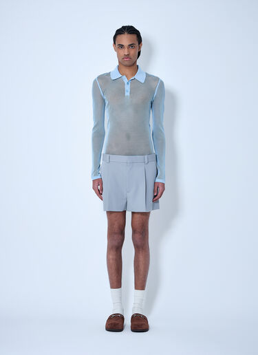 Gucci Embossed Technical Mesh Polo Top Light Blue guc0160005