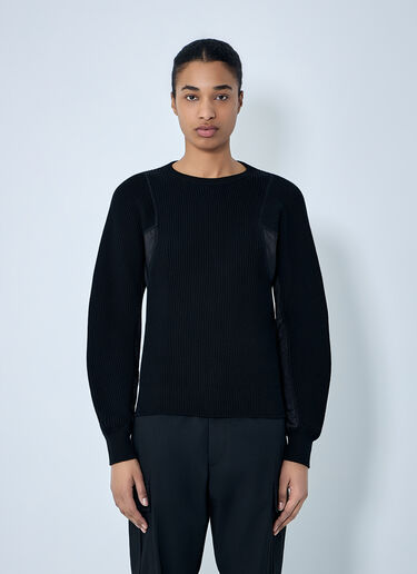 Ribbed Knit Sweater with Contrast Panels Moncler Ribbed Knit Sweater with Contrast Panels Black mon0263048
