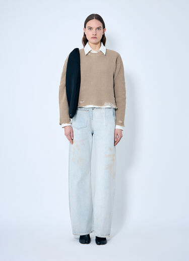 MM6 Maison Margiela ディストレス ニットセーター ベージュ mmm0259008