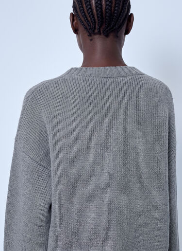 LN-CC® - RÓHE: Sculptural Compact V-Neck Sweater - Grey RÓHE Sculptural Compact V-Neck Sweater Grey roe0266004