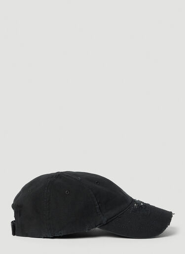 Balenciaga Distressed Brim Baseball Cap Black bal0153044