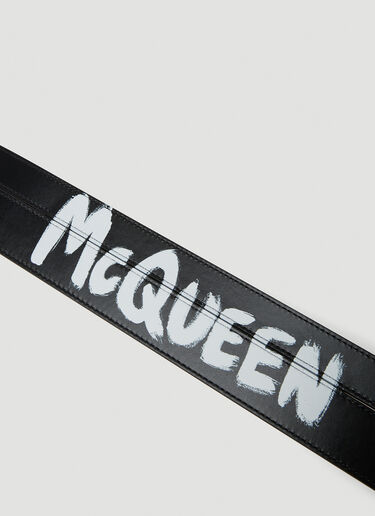 Alexander McQueen Graffiti 徽标双扣腰带 黑 amq0249077