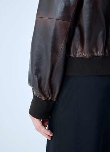 Prada Leather Hooded Jacket Brown pra0360001