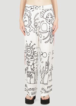 Honey Fucking Dijon Fluid Abstract Pants White hdj0348022