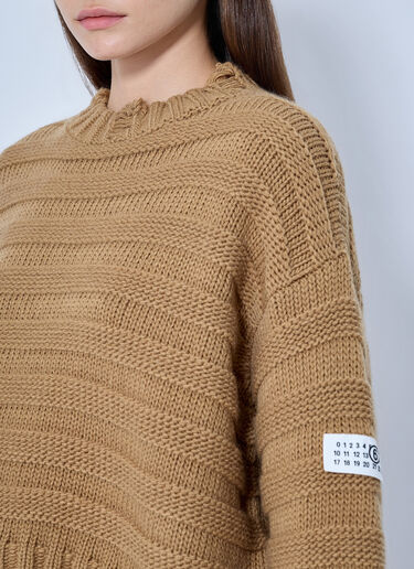 MM6 Maison Margiela Ribbed Knit Sweater Brown mmm0265006