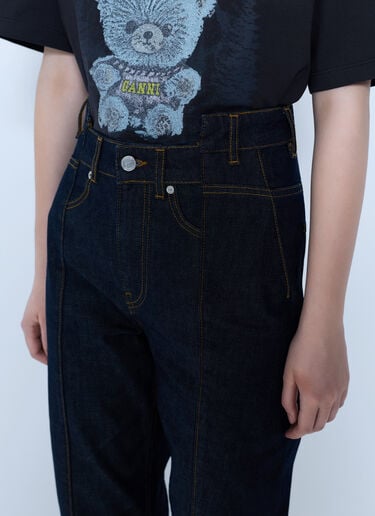 LN-CC® - GANNI: Slub Denim Fold Jeans - Navy GANNI Slub Denim Fold Jeans Navy gan0266006