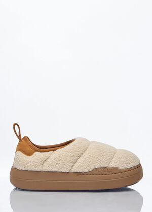 Moon Boot Park Puffer Fleece Slip-On Shoes Beige mnb0260009