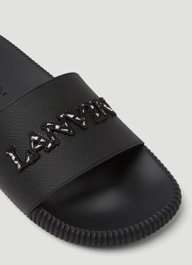 Lanvin Arpege Embroidered Logo Slides Black lnv0149013