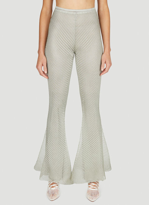 Isa Boulder Moire Flared Pants Green isa0253005